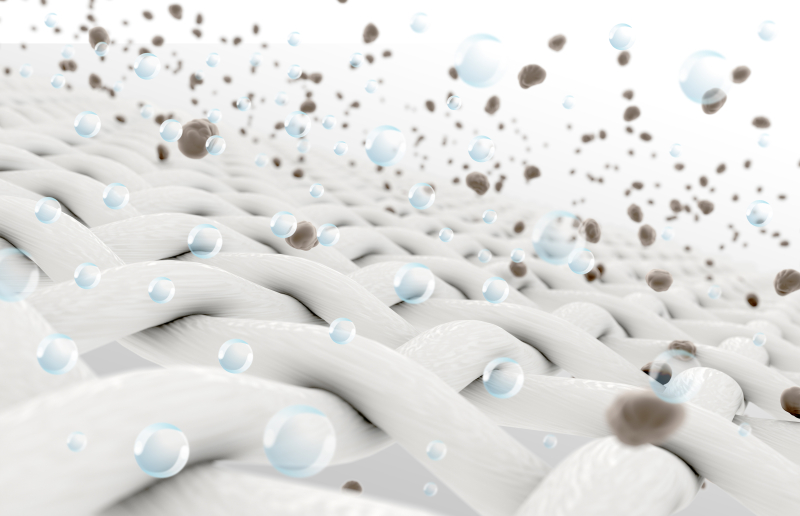 ナノバブルが汚れを吸着除去